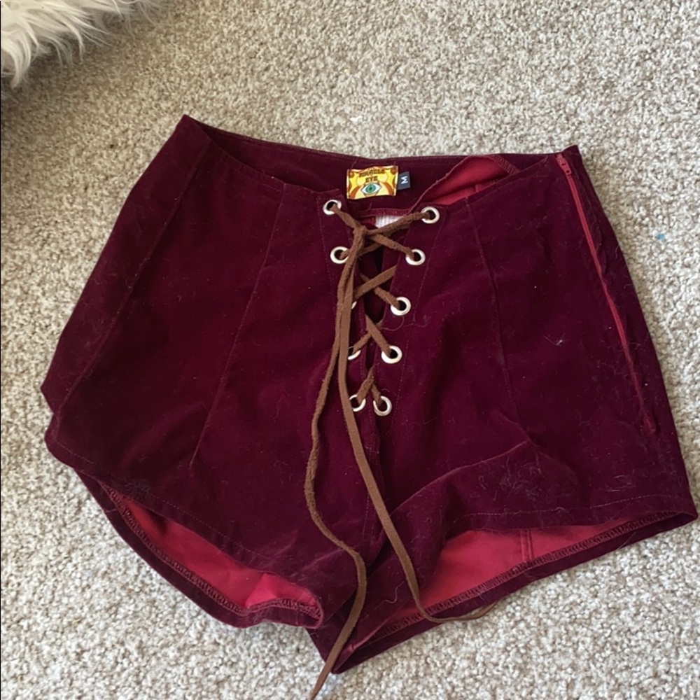COPY - VINTAGE Red velvet high waisted shorts